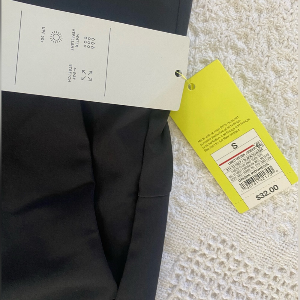 All in Motion NWT High Rise Lined Woven Joggers Womens Small Black - Picture 2 of 6